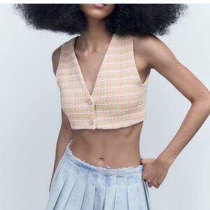 ZARA tweed crop vest